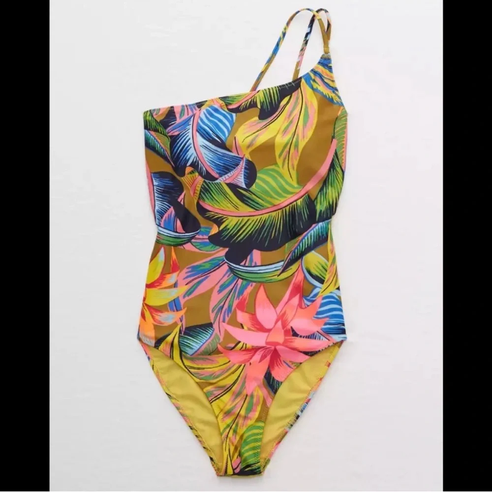 Aerie One Shoulder One Piece Swimsuit EUC Size Medium - Picture 4 of 8